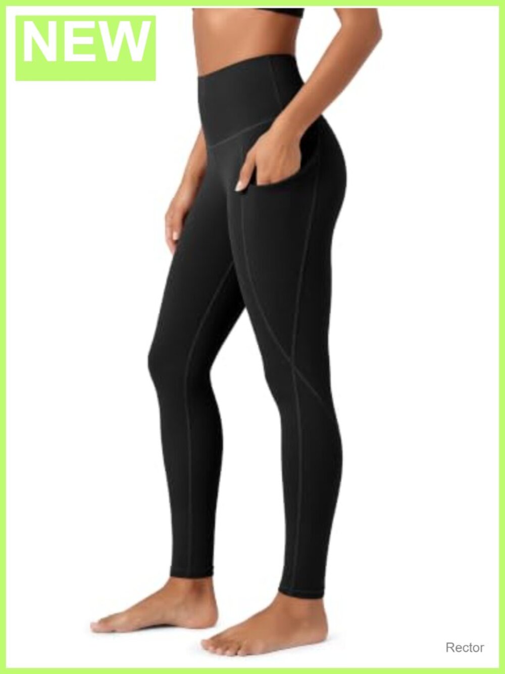 High Waisted Yoga Leggings Side Pockets Tummy Control 28" Inseam Full Length